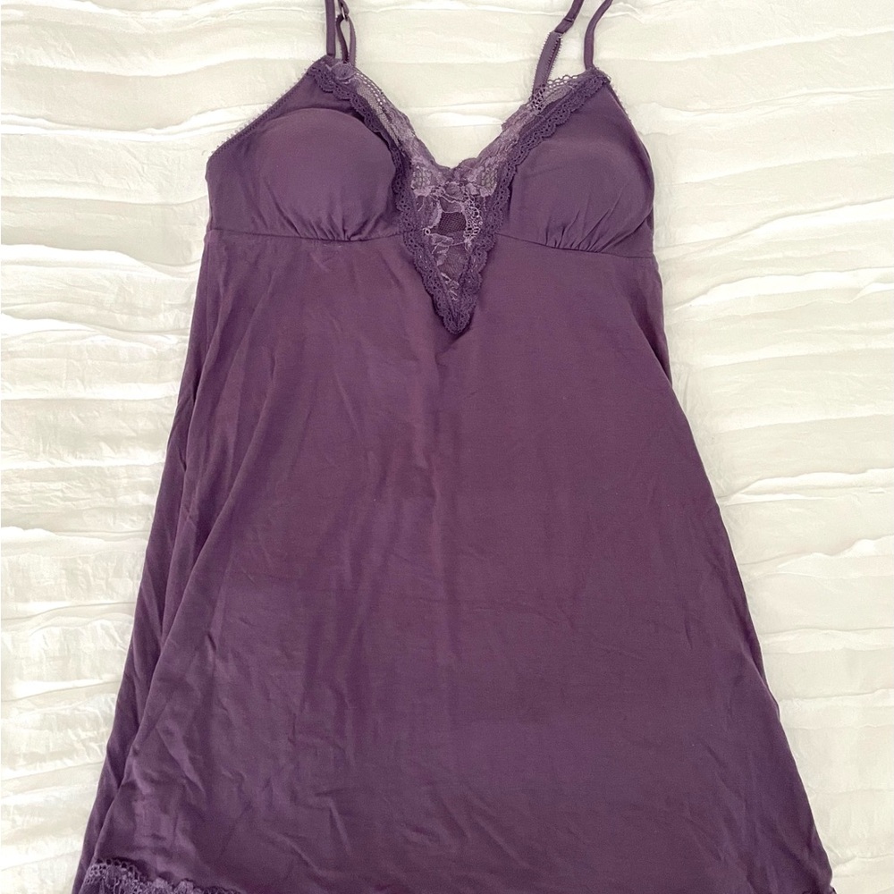 Victoria's Secret Soft Modal Purple Slip with Lace Trim